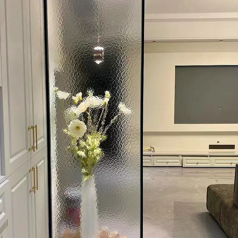 超白水波纹屏风钢化艺术玻璃隔断屏风客厅入户化妆室半墙玄关卧室