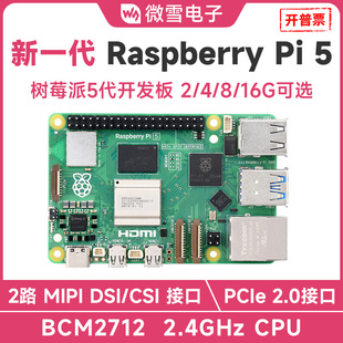 微雪 Raspberry 树莓派5 5代 BCM2712 套件可选 新版 16GB