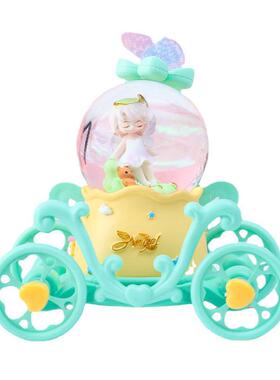 梦幻小花仙马车水晶球摆件女生卧室少女心精美装饰品小夜灯