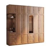 衣柜中古风卧室家用拐角衣柜现代简约小户型三门转角衣柜书桌一体