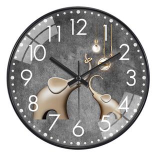 挂钟客厅家用轻奢钟表静音网红免打孔时钟 现代时尚 14英寸35CM