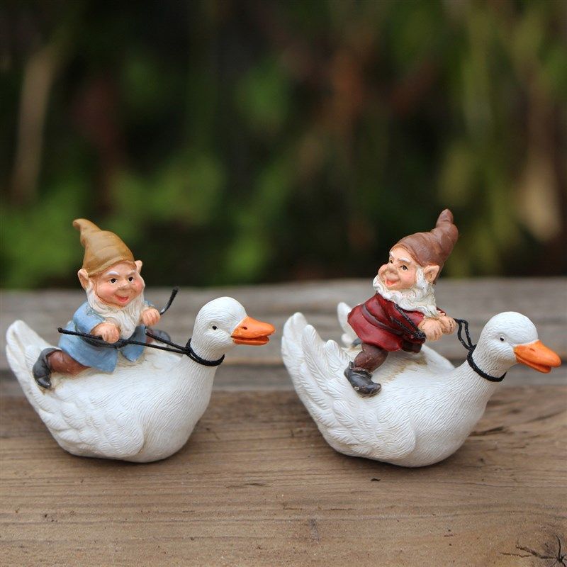 跨境新品矮人骑鸭竞赛摆件创意树脂微型侏儒花园装饰池塘工艺景观,家居饰品,户外/庭院摆件,淘宝优惠券,粉丝福利购,淘宝优惠卷