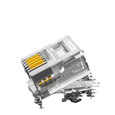 AMPCOM安普康6P4C纯铜电话水晶头4芯镀金RJ11语音电话线连接头盒