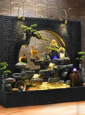 水幕墙循环水景观流水屏风假山别墅公司水M景墙喷泉造景酒店大堂