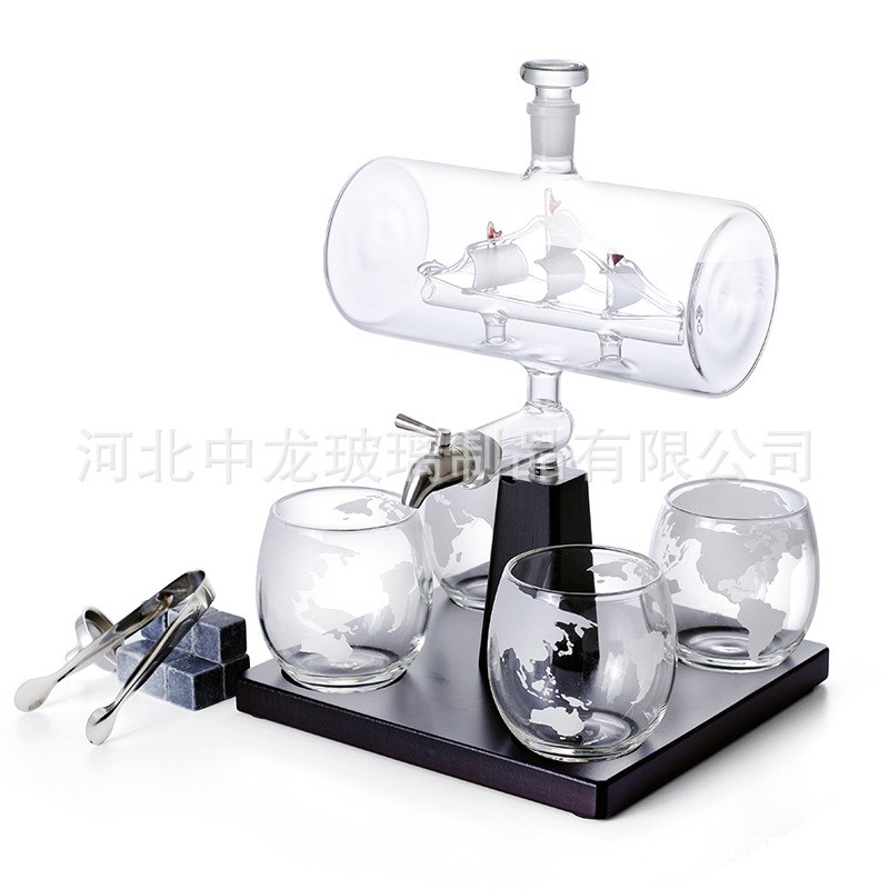 新款高硼硅玻璃帆船盛酒器套装玻璃泡酒瓶衡帆酒瓶工艺品摆件