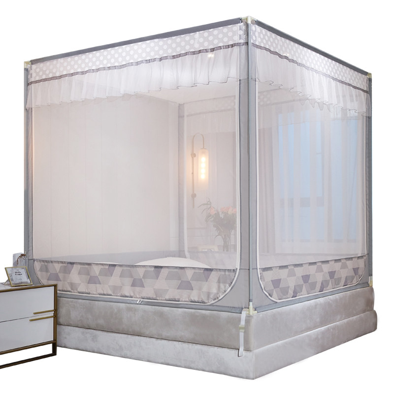 2021年新款儿童防摔蚊帐家用免安装拉链款防尘顶布遮光蒙古包纹账