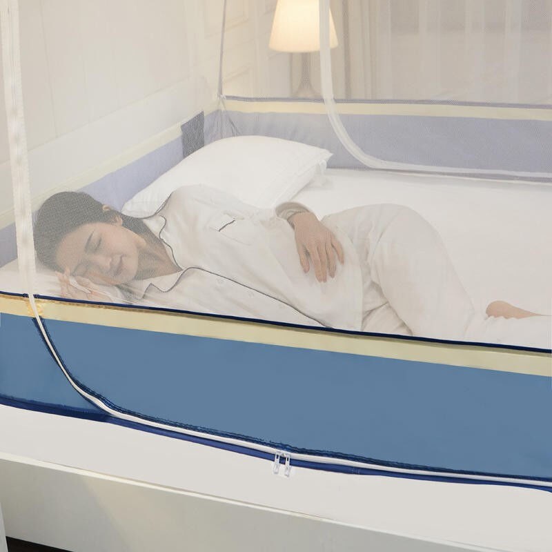 鲸逗云免安装坐床式蚊帐家用方顶蒙古包蚊帐儿童防摔三开门可折叠