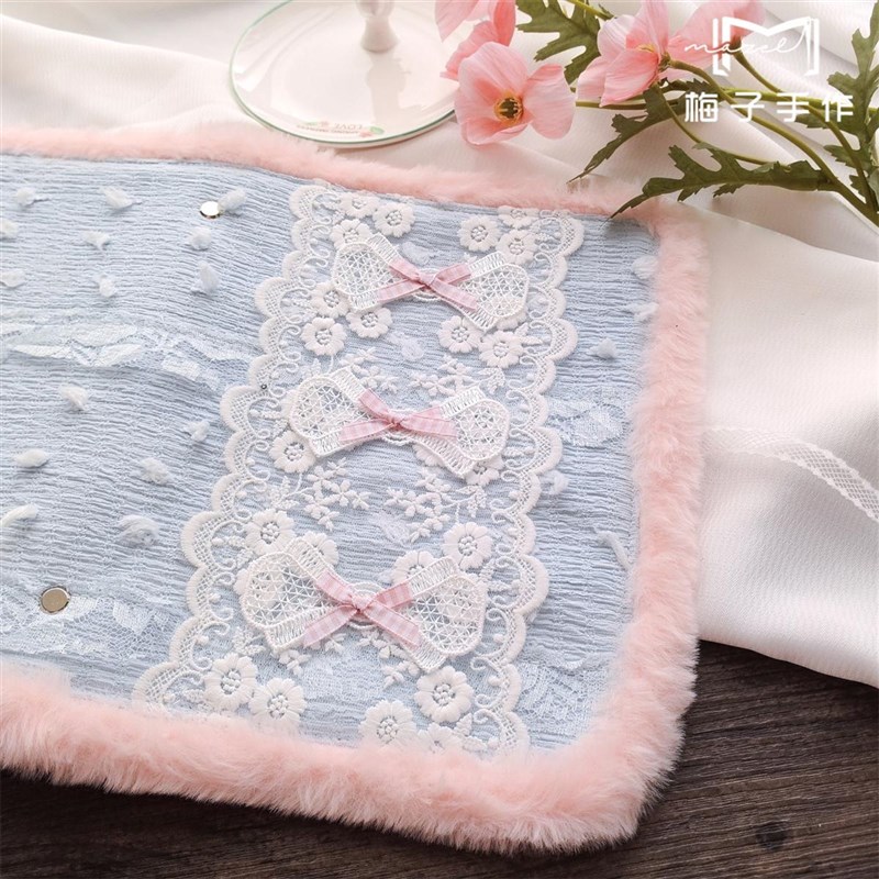 绒樱恋曲 活页蕾丝A5手帐本 毛绒粉蓝色卡册收纳 手账笔记日记本