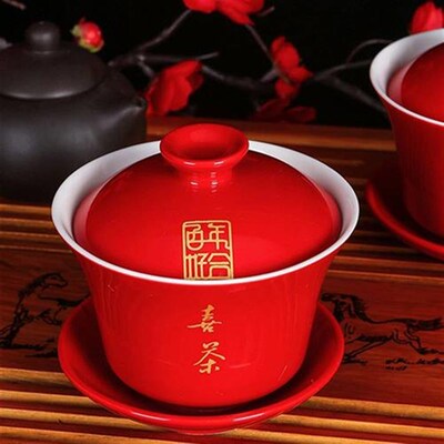 !碗敬杯婚庆喜敬碗婚茶杯碗筷套装结口陶瓷喜杯喜筷改新人敬茶茶