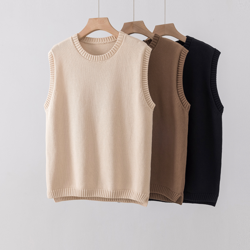 100%纯棉针织马甲女毛衣坎肩上衣