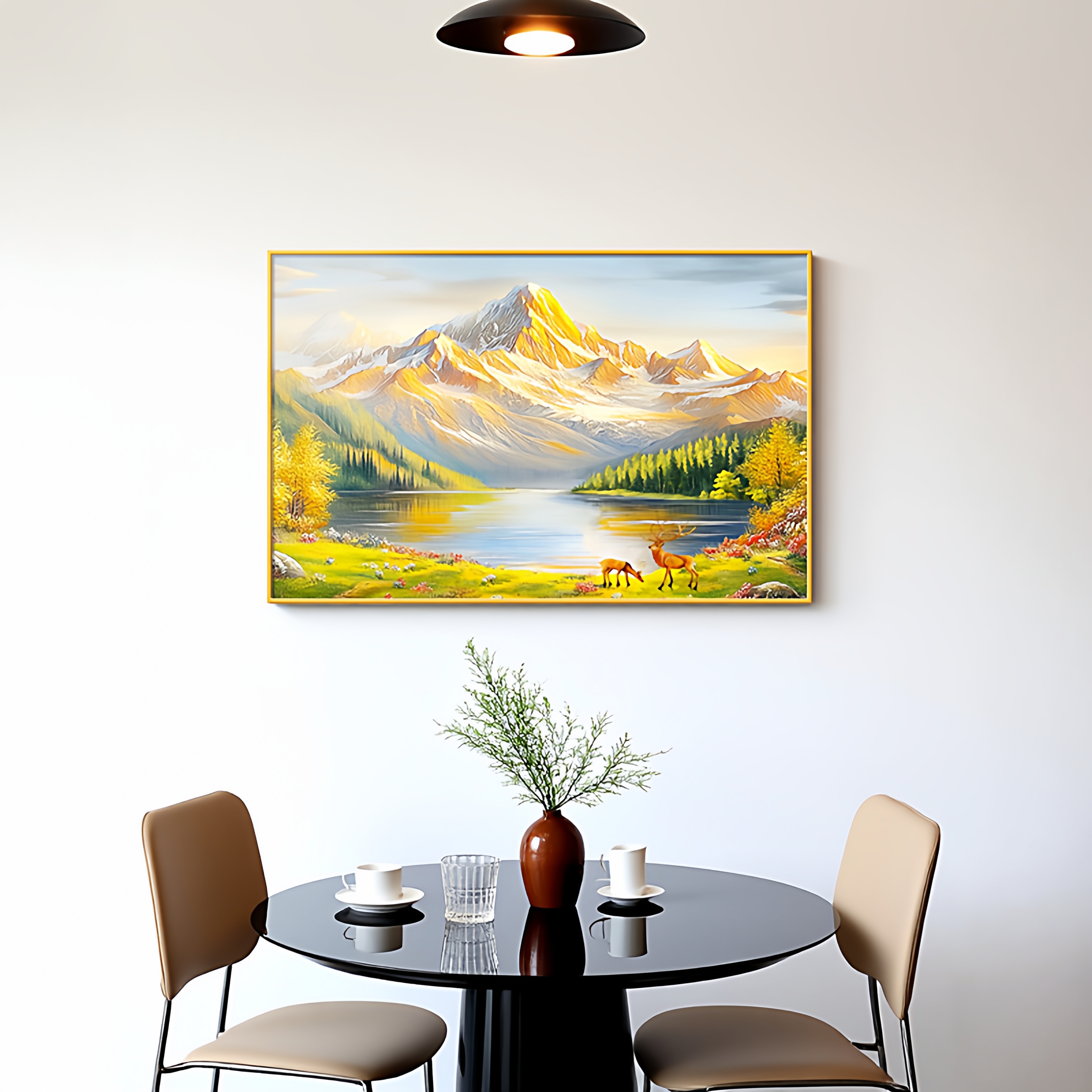 聚宝盆山水画电表箱装饰画高级感电闸盒挂画金山画多媒体盒遮挡画