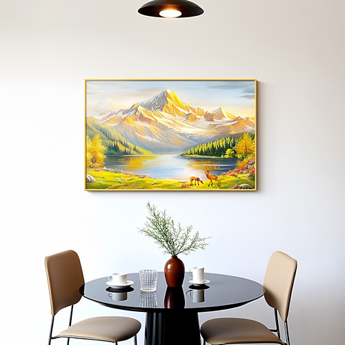 聚宝盆山水画电表箱装饰画高级感电闸盒挂画金山画多媒体盒遮挡画