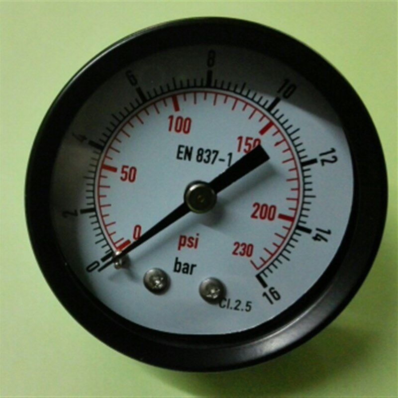 出口型轴向英文双刻度压力表 en837-1 y-50Z 0-16bar 0-230psi