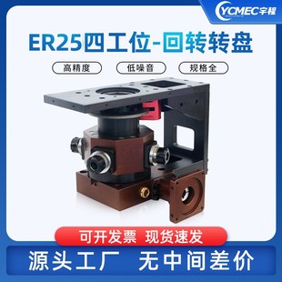 H车铣复合动力头ER25四工位回转转盘带支架数控车伺服配件防尘罩