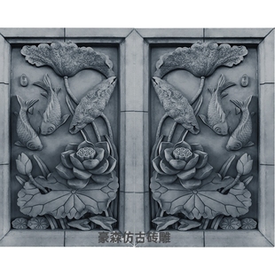 四合院大门挂件仿古门头灯笼狮子戗檐砖雕牡丹松鹿浮雕中式爆款