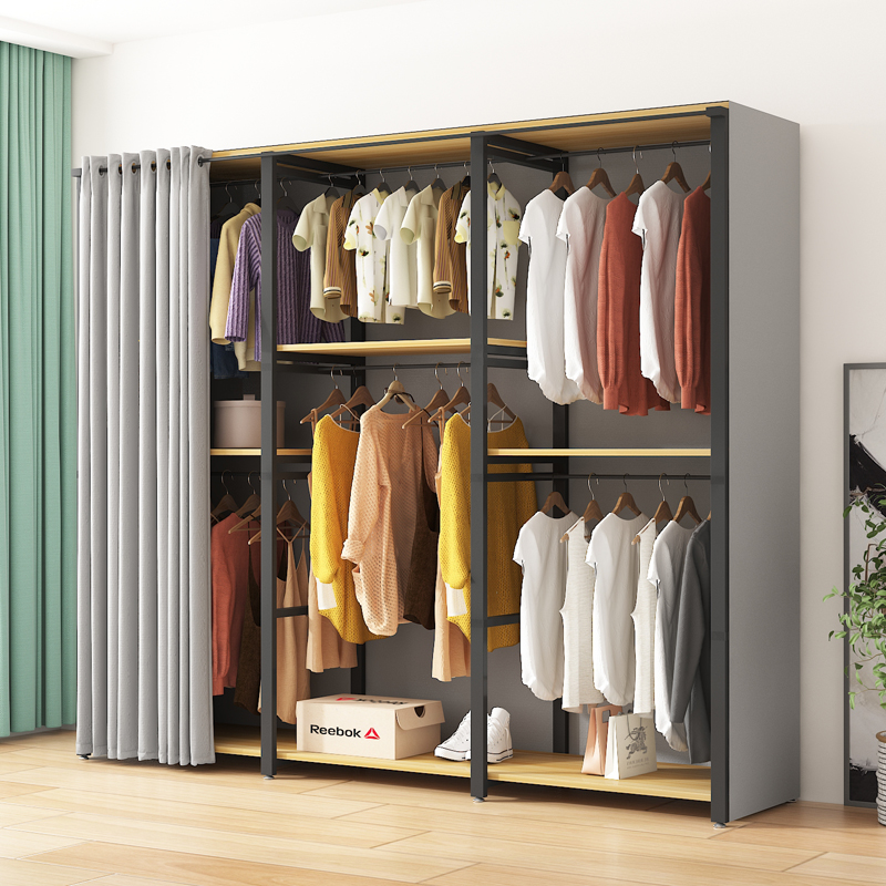 衣柜家用卧室出租房用全钢架加粗加厚衣柜小户型衣帽间挂衣橱