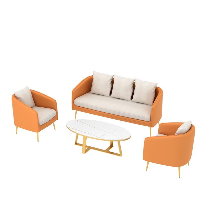 办公室会客沙发茶几组合 小户型客厅皮艺沙发 售楼部接待洽谈桌椅