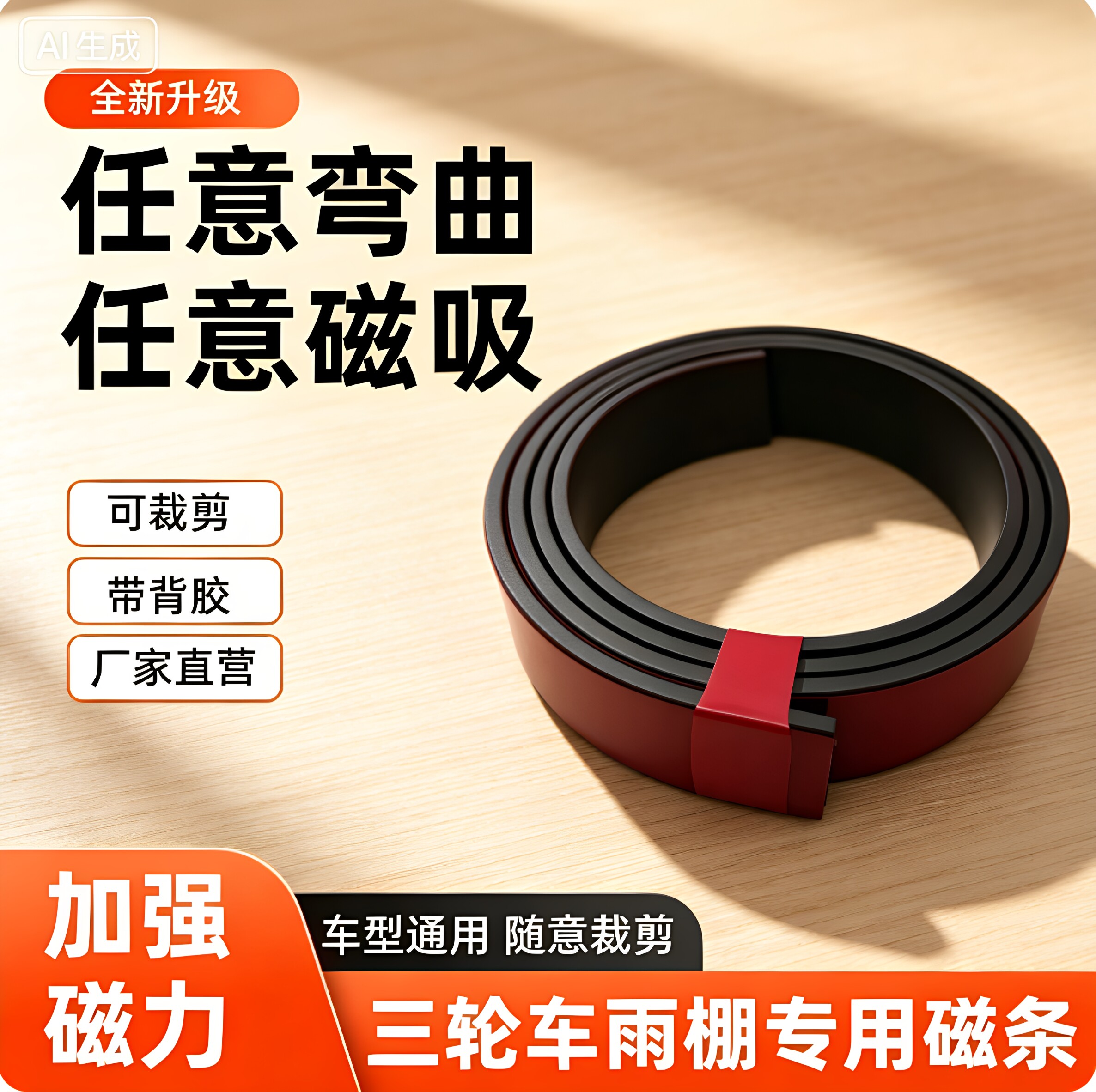 三轮车磁吸条防风固定器橡胶软磁图片