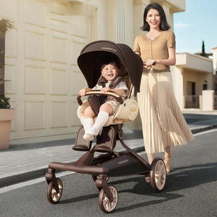 宝宝好V9max大轮遛娃轻便折叠婴儿推车可坐可躺双向高景观溜娃车