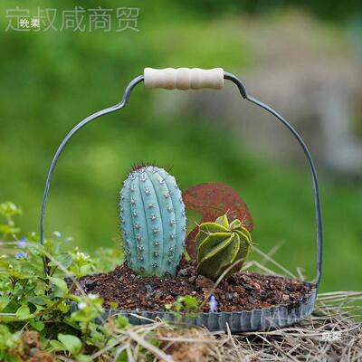 QED旧美式复古做提铁手皮花盆花桶花器花花件杂货户外园庭院装饰