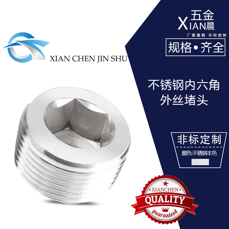 304不锈钢无头细牙内六角堵头顶丝紧钉RC NPT  M3M4M5M6M8公制