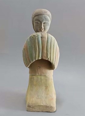 仿古陶俑 汉代跽坐拱手q俑 陶器摆件 古典工艺品 博古架装饰艺术