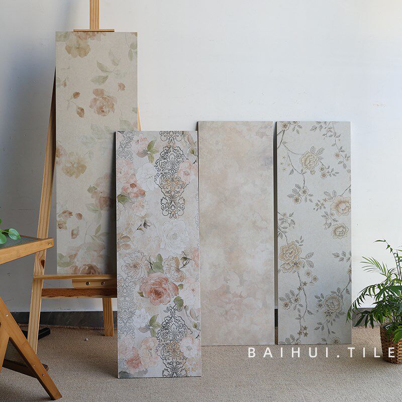 百汇法式复古花砖浴室厨房背景墙砖A简约风全瓷300*900柔光花片砖