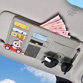 汽车遮阳板收纳车载多功能车内镜夹卡片收纳卡包票据证件本夹女