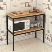 厨房桌子切菜桌操作台家用简易小长桌长方形储物桌收纳桌微波炉架