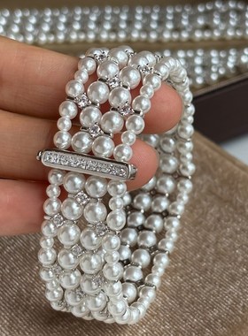 SS澳大c利亚白色多层珍珠手链,可达奢华高端堆叠手链2025新款优