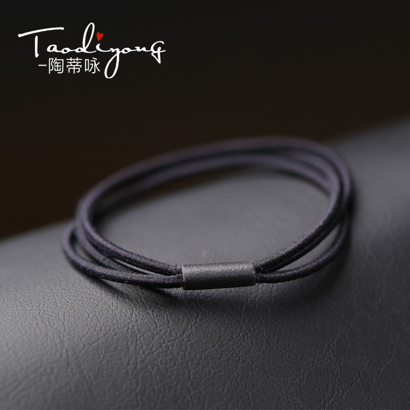 50根高弹力耐用黑色简单粗头绳皮套马尾K发圈发绳基础橡皮筋扎头