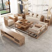 新中式 实木沙发白蜡木原木色中国风禅意大小户型民宿客厅别墅家具