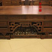 书房必备 弯角书桌办公桌老板台 红木古典家具 非洲鸡翅木清式