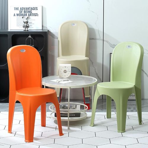 塑料特厚高靠背坐高35-45cm餐桌椅子I可叠放休闲茶几椅儿童写字椅