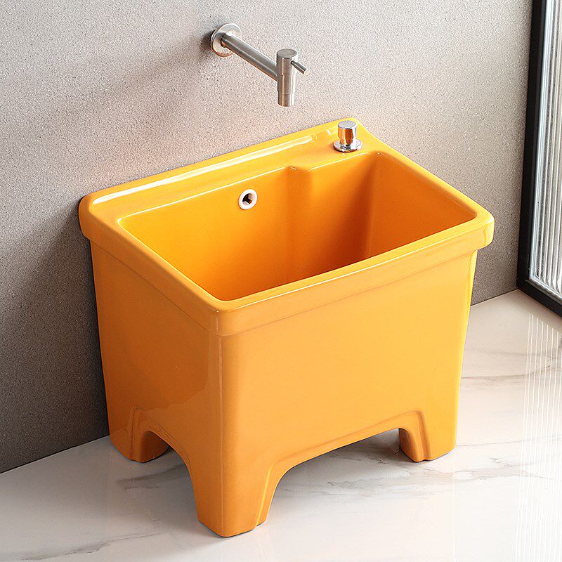 2025新款彩色高脚p陶瓷拖把池家用阳台墩布池化妆室拖把槽池长方
