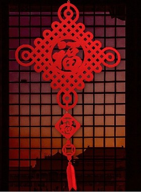 2021新款毛毡布中国结挂件高档加E厚客厅挂饰大号喜庆装饰福字挂