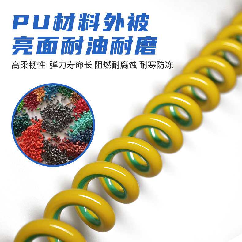 单芯/0.5/0.75/1/1.5/2.5/4/6/10平方黄绿接地弹簧线伸缩螺旋电线