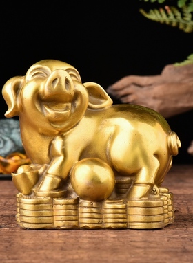 百纳源十二生肖摆件铜鼠牛虎兔龙蛇马羊猴鸡狗猪装饰摆设黄铜小号