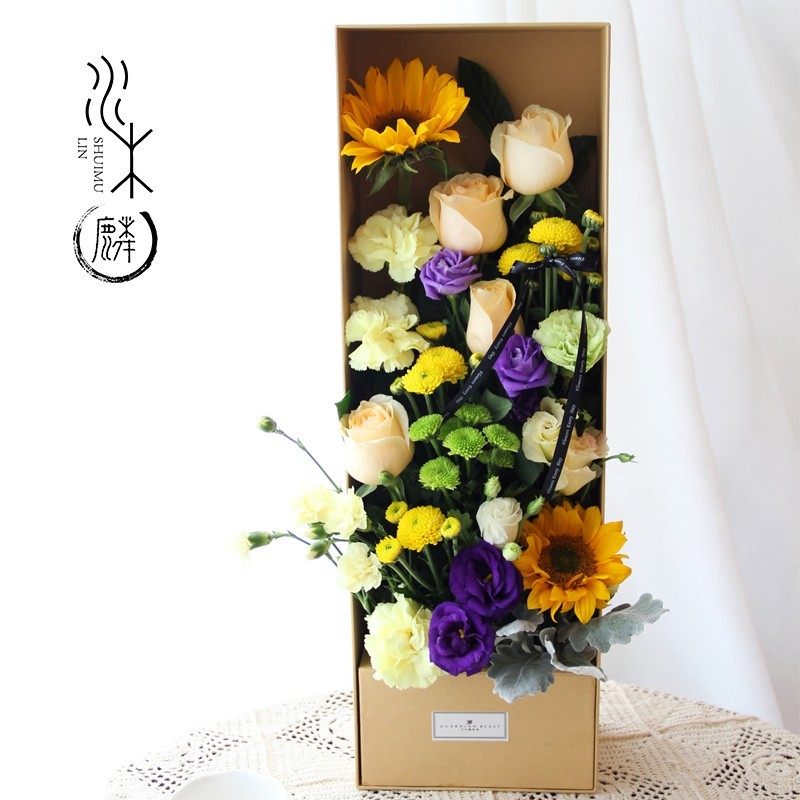 向日葵抱抱桶花束重庆鲜花店直发速递同城花配送花店生日送花上门