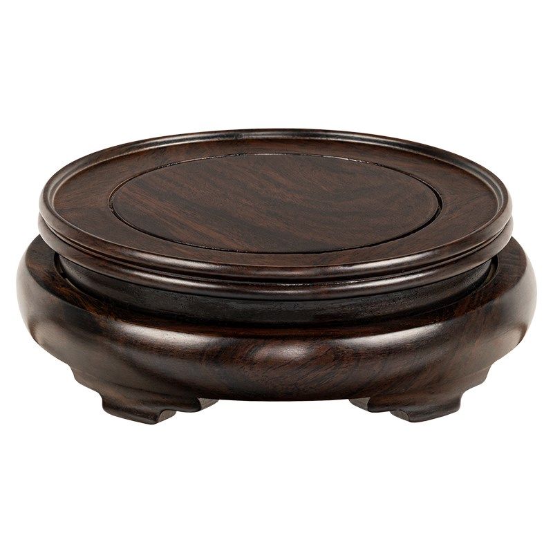 可旋转实木雕刻工艺品摆件底座黑檀木玉器奇石头花盆花瓶木座托架