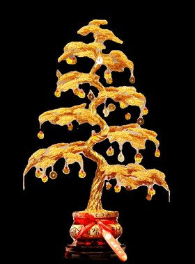 摇钱树金钱树发财树摆件工艺品装饰店铺开业招财酒柜玄关高端轻奢