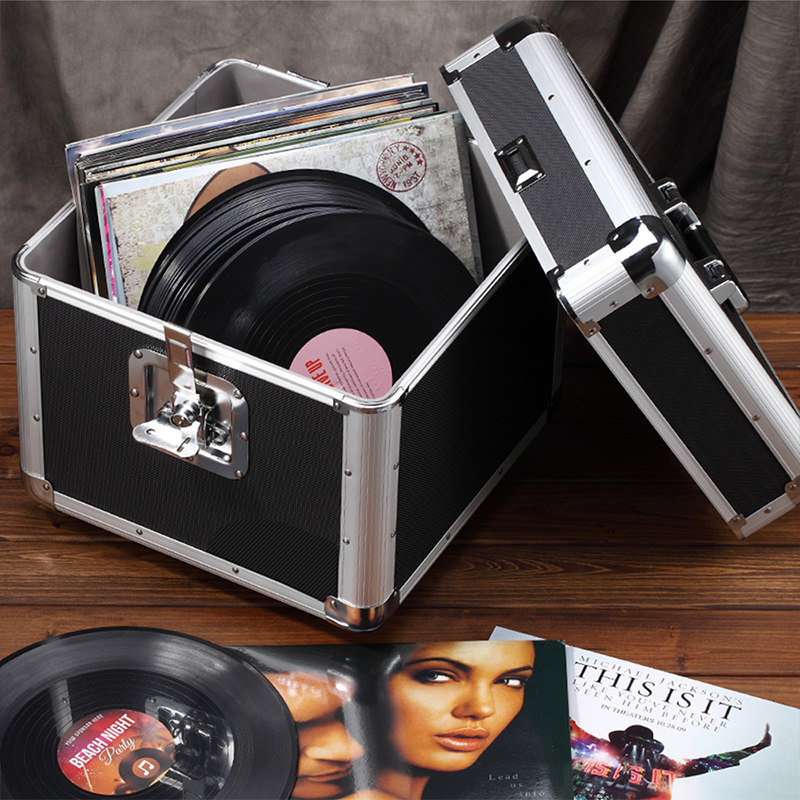 黑胶收纳箱黑胶片唱片收藏架CD专辑存放整理LP盒子影碟防潮储物箱