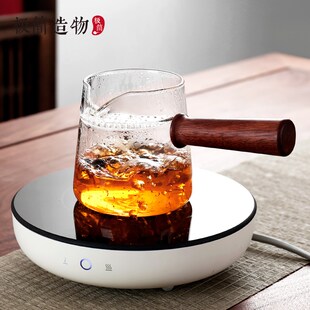 实木侧把玻璃泡茶壶耐高温过滤冲茶器电陶炉加热煮茶壶分茶公道杯