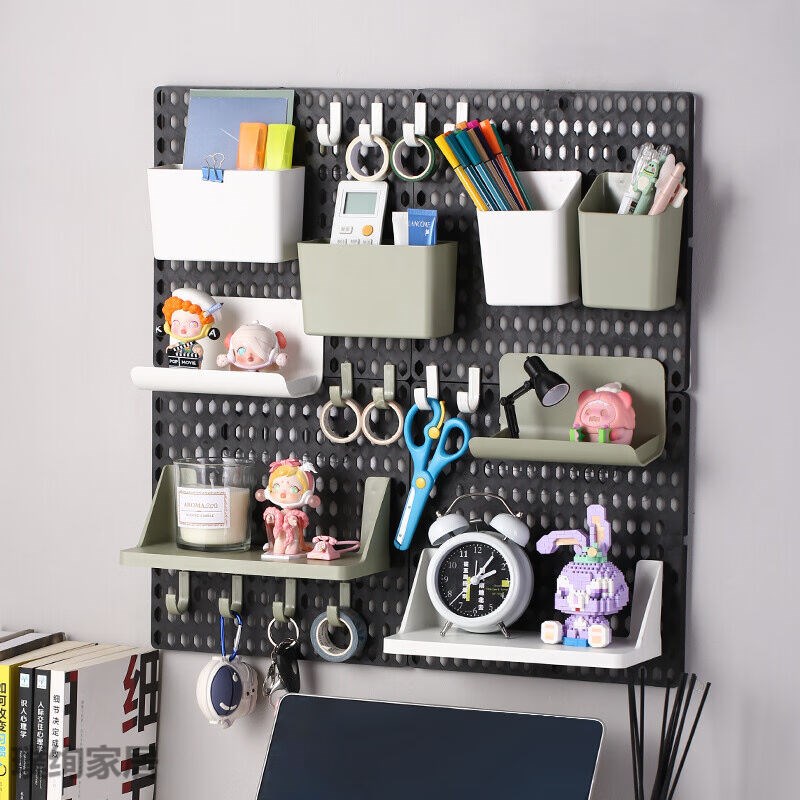 洞洞板置物架学生宿舍办公桌面免打孔墙上挂钩家用厨房收纳整理架