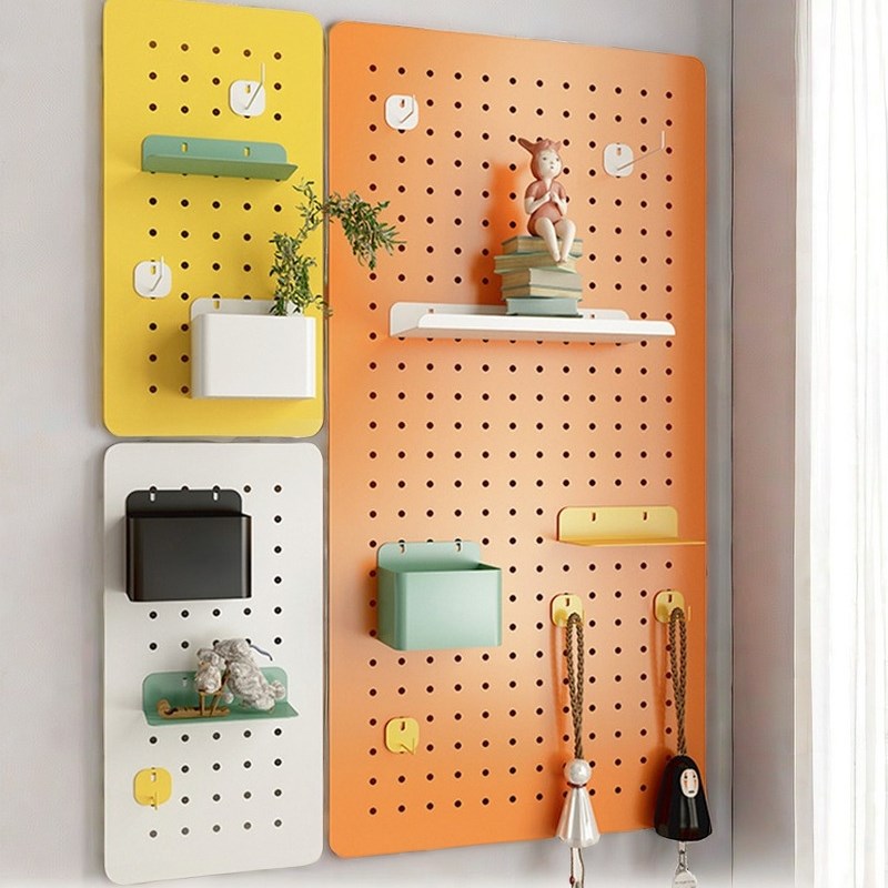 洞洞板免打孔墙面墙上置物架衣柜侧板冲孔板定制挂板书桌面展示架