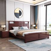 新中式 乌金木实木1.8m双人床现代简约卧室高端禅意储物床主卧婚床