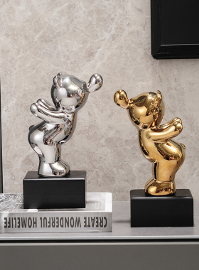 轻奢高端金色摆件客厅电视柜w艺术酒柜装饰品玄关高级银色雕塑摆