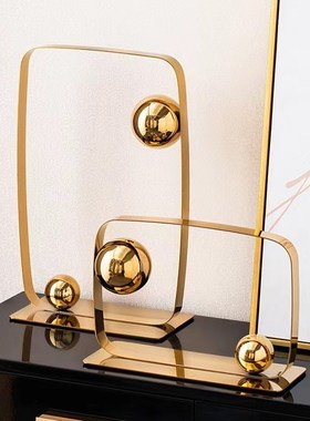 现代简约几何金属艺术摆件客厅电视柜酒柜样板间玄关W家居软装饰