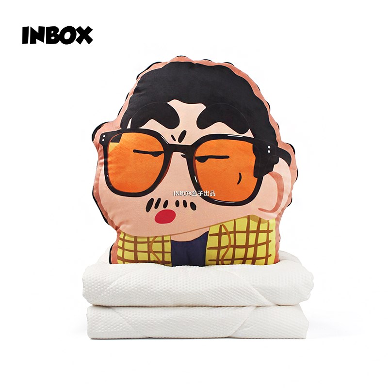 原创大号加c厚可爱卡通车载两用抱枕被办公室沙发靠垫午睡空调被