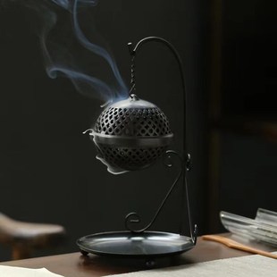 创意香薰炉摆件 铁架陶瓷吊球香炉盘香炉倒流香炉 X家用室内茶道